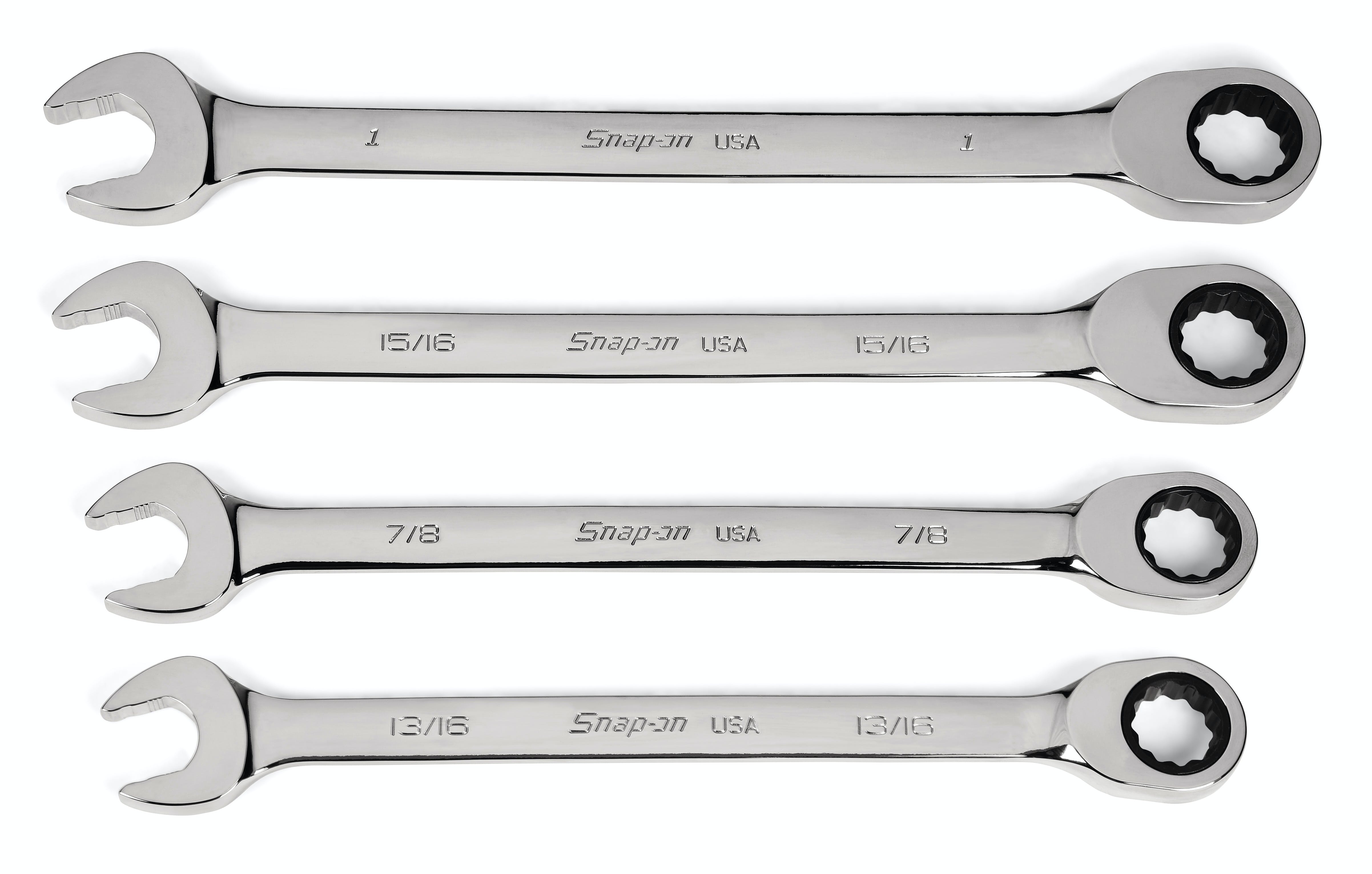 4 pc 12-Point SAE Flank Drive® Plus Non-Reversible Ratcheting Combination Wrench Set (13/16-1 4 pc 12-Point SAE Flank Drive® Plus Non-Reversible Ratcheting Combination Wrench Set (13/16-1